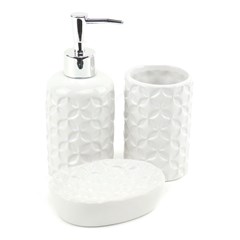 Kit de Banheiro em Cerâmica Estrelas Branco