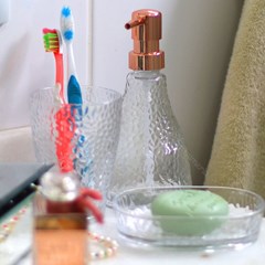 Kit de Banheiro em Vidro Elegant Rose Gold 3 Peças