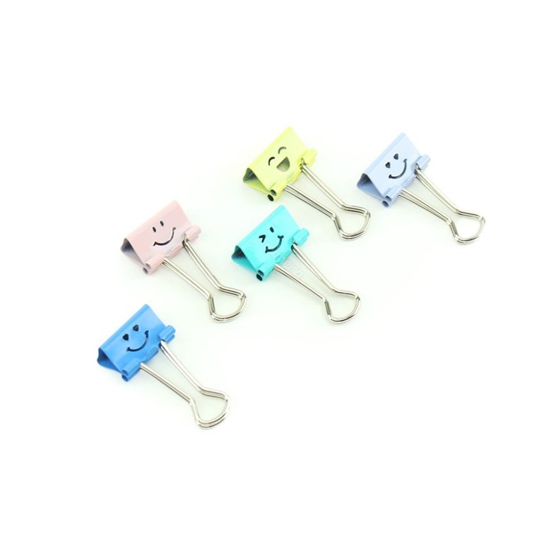 Kit de Prendedores de Papel Metálicos Emoji Cores Pasteis Pote com 24 Unidades