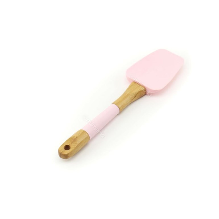 Kit de Utensílios de Silicone e Bambu Candy Color 5 Peças Rosa