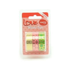 Kit Fitas Adesivas Washi Tape Love com 3 Unidades Corações Dourados