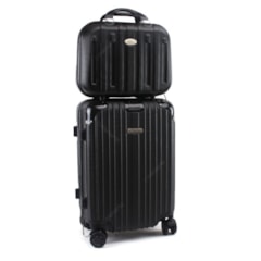 Kit Mala de Viagem com Rodinhas e Frasqueira Contempo Preto