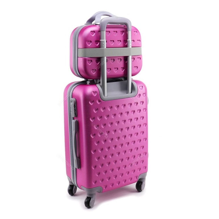 Kit Mala de Viagem com Rodinhas e Frasqueira Love Pink