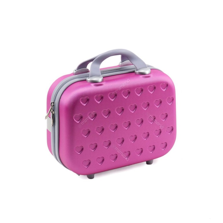 Kit Mala de Viagem com Rodinhas e Frasqueira Love Pink