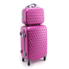 Kit Mala de Viagem com Rodinhas e Frasqueira Love Pink