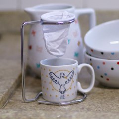 Kit Mini Caneca de Porcelana com Coador Vida Fé