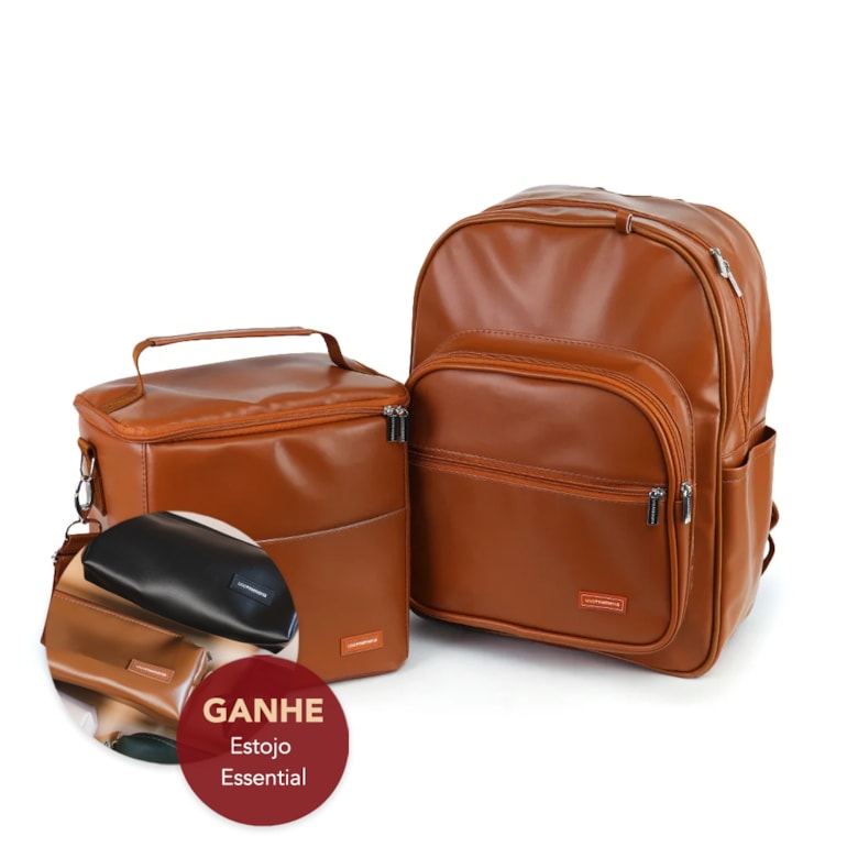 Kit Mochila Essential + Térmica Move Grande Caramelo