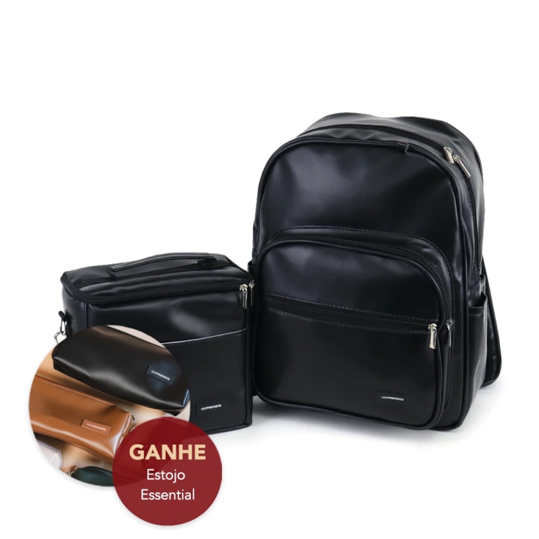 Kit Mochila Essential + Térmica Move Média Preta