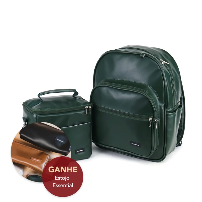 Kit Mochila Essential + Térmica Move Média Verde Oliva