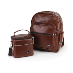 Kit Mochila Essential + Térmica Move Mini Marrom Cacau