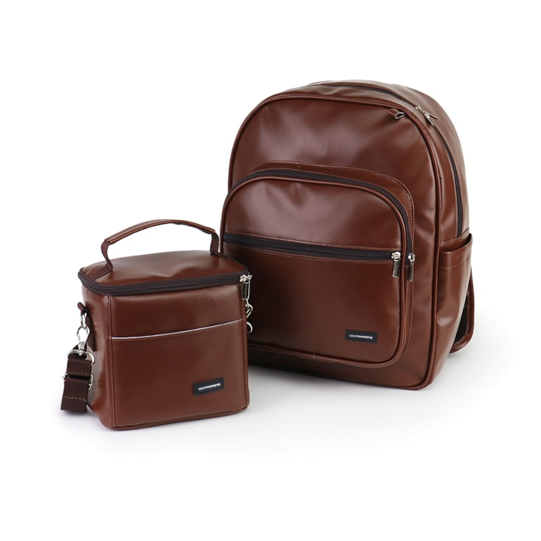 Kit Mochila Essential + Térmica Move Mini Marrom Cacau