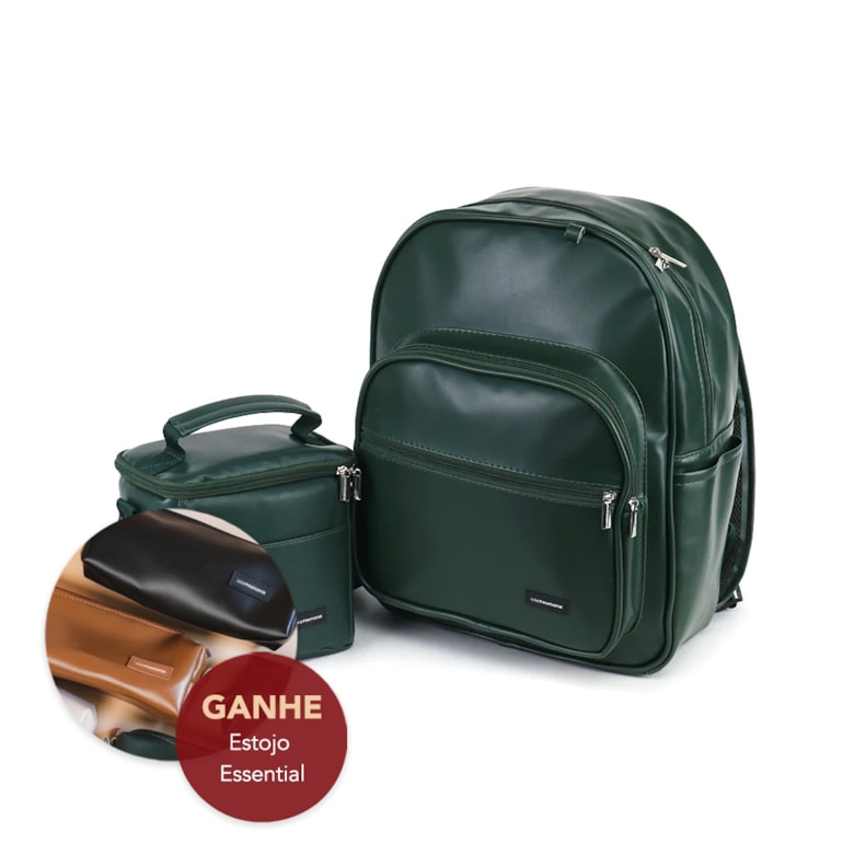 Kit Mochila Essential + Térmica Move Mini Verde Oliva