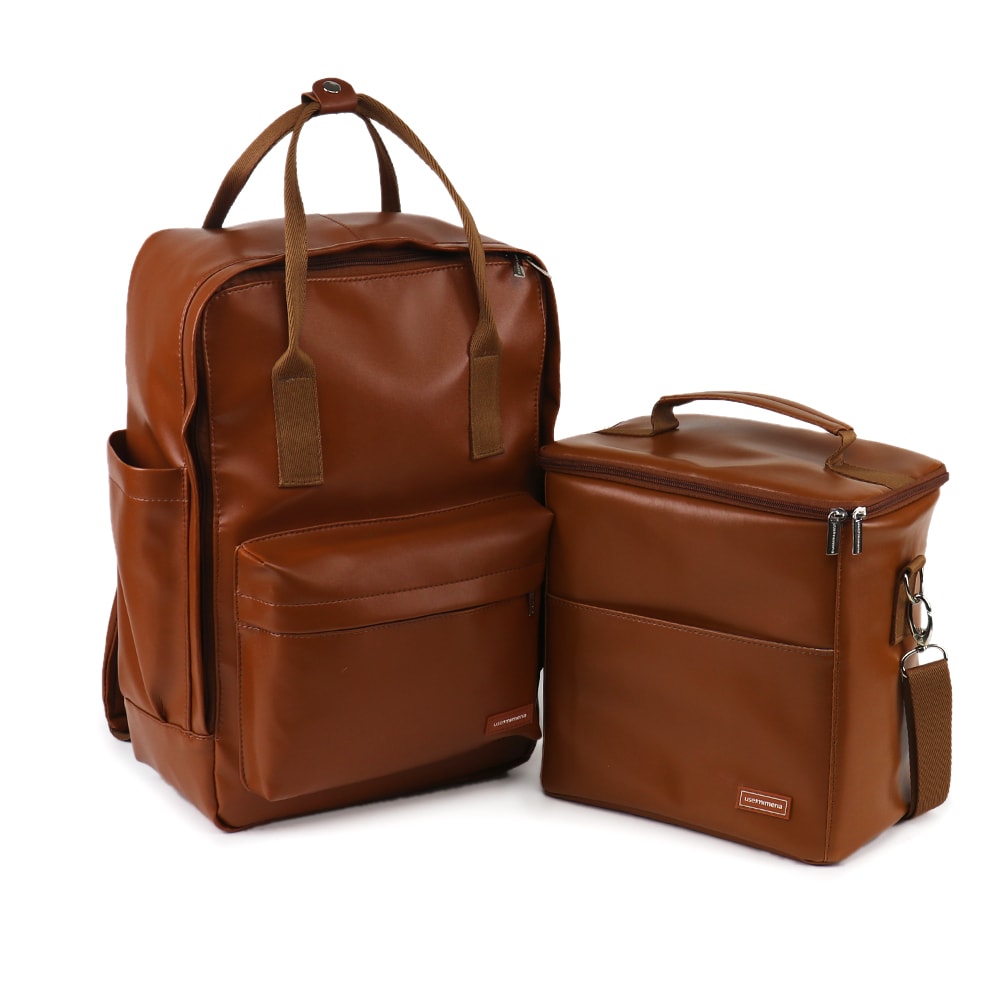 Kit Mochila Quadrada + Térmica Move Grande Caramelo