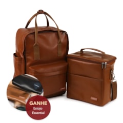 Kit Mochila Quadrada + Térmica Move Grande Caramelo