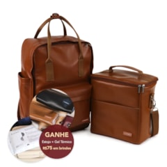 Kit Mochila Quadrada + Térmica Move Grande Caramelo