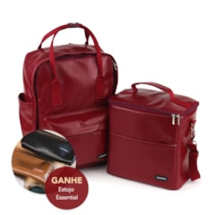 Kit Mochila Quadrada + Térmica Move Grande Vermelho Cereja
