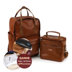 Kit Mochila Quadrada + Térmica Move Média Caramelo