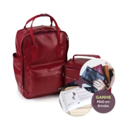 Kit Mochila Quadrada + Térmica Move Média Vermelho Cereja