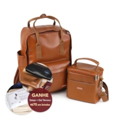Kit Mochila Quadrada + Térmica Move Mini Caramelo