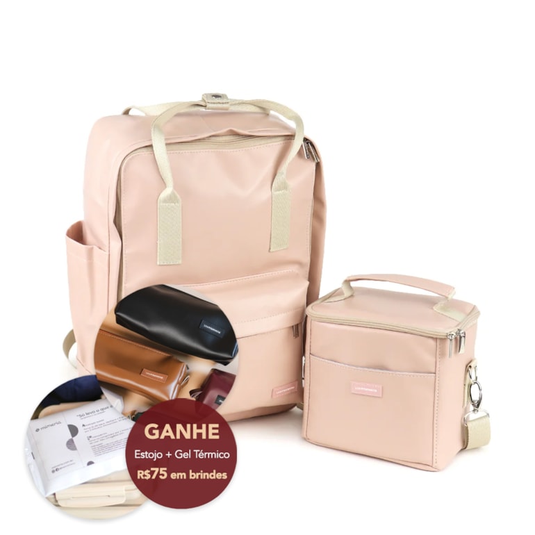 Kit Mochila Quadrada + Térmica Move Mini Nude