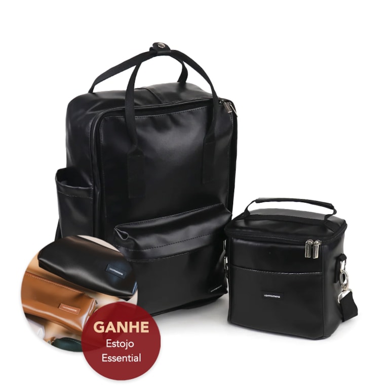 Kit Mochila Quadrada + Térmica Move Mini Preta