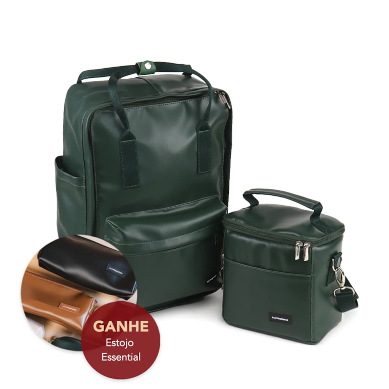 Kit Mochila Quadrada + Térmica Move Mini Verde Oliva