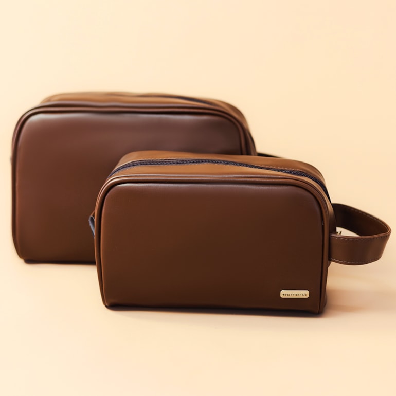 Kit Necessaire Essential Marrom Cacau