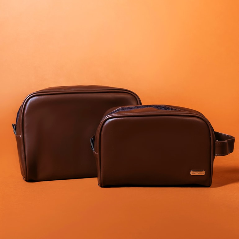Kit Necessaire Essential Marrom Cacau
