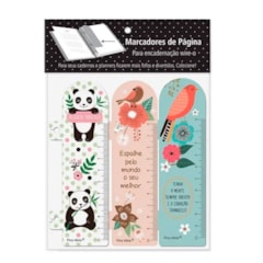 Marcador de Página Jardim, Pássaros e Panda