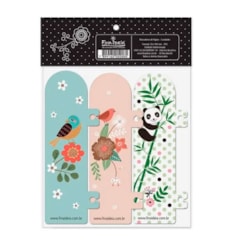 Marcador de Página Jardim, Pássaros e Panda