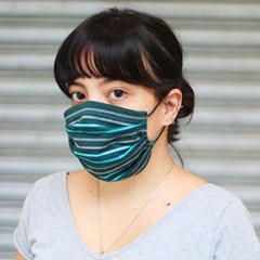 Máscara de Proteção de Malha de Algodão Estampada Listrada