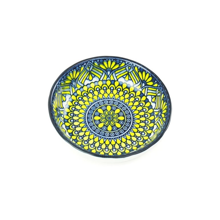 Mini Bowl de Cerâmica Oriental Amarelo e Azul