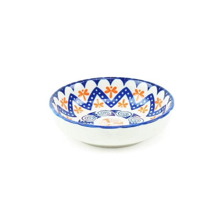 Mini Bowl de Cerâmica Oriental Azul e Laranja