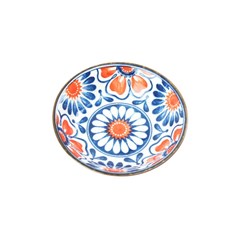 Mini Bowl de Cerâmica Oriental Flores Azul e Laranja