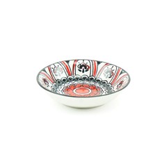 Mini Bowl de Cerâmica Oriental Mandala Vermelha e Preta