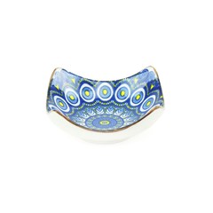 Mini Bowl de Cerâmica Quadrado Mandala Azul e Amarela