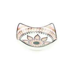 Mini Bowl de Cerâmica Quadrado Mandala Floral Vermelha