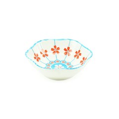 Mini Bowl de Cerâmica Sextavado Azul Claro e Laranja