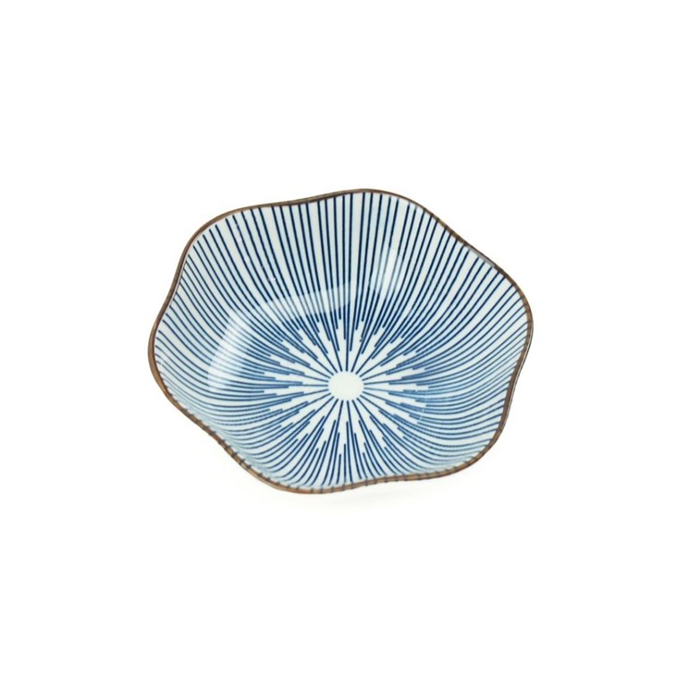 Mini Bowl de Cerâmica Sextavado Listras Azul