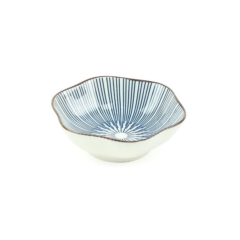 Mini Bowl de Cerâmica Sextavado Listras Azul