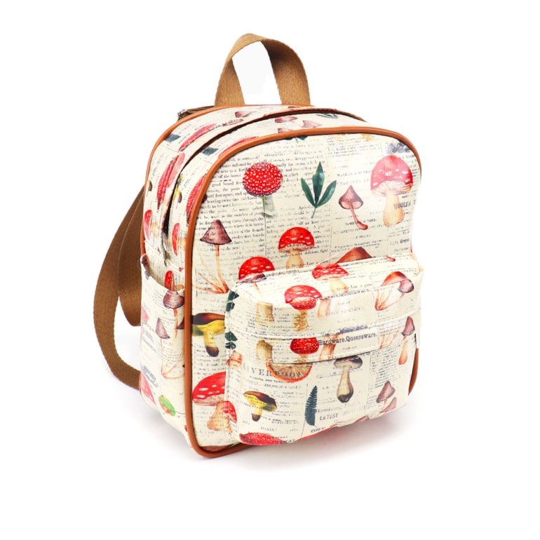 Mochila Lola Pequena Cogumelos Botanic Bege