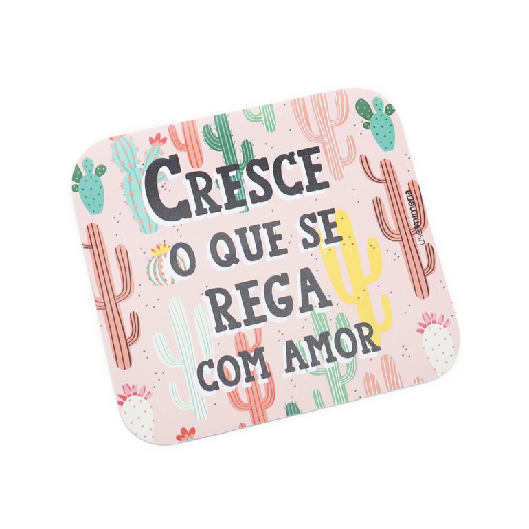 Mouse Pad Cactos Colors Rosa com Frase