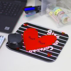 Mouse Pad Coração Listrado com Frase