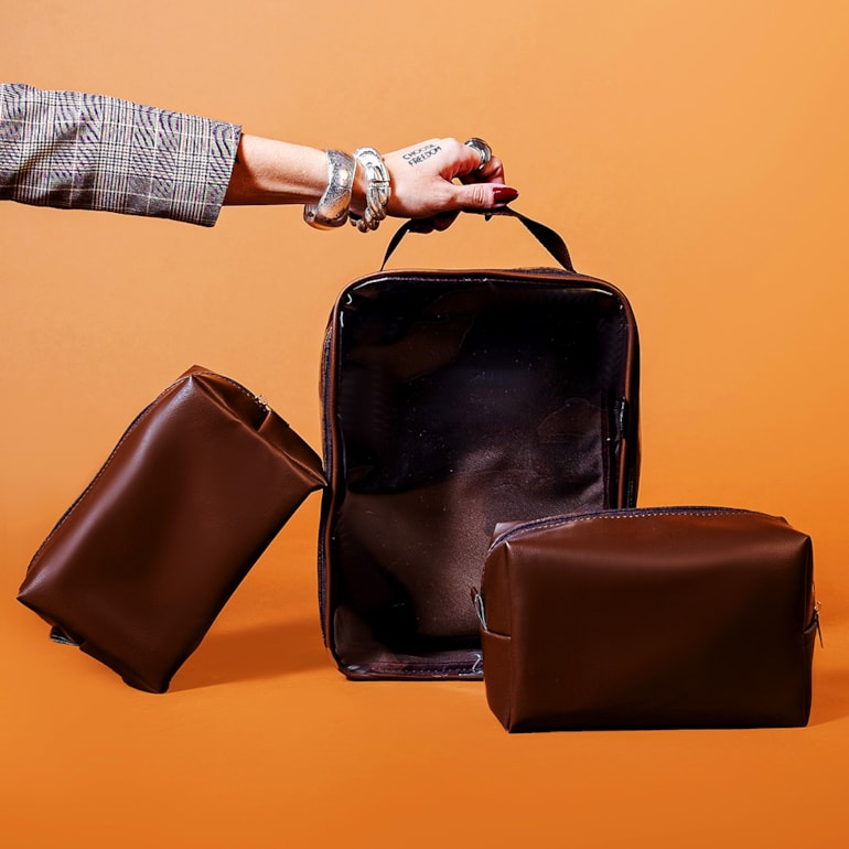Necessaire Cristal Trio Marrom Cacau
