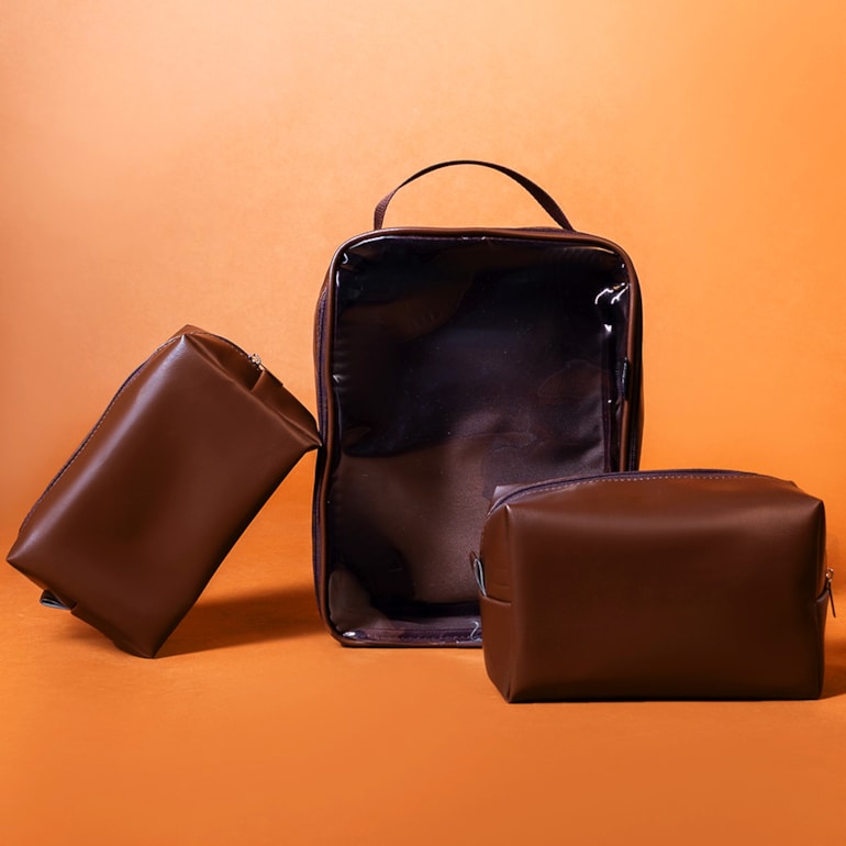 Necessaire Cristal Trio Marrom Cacau