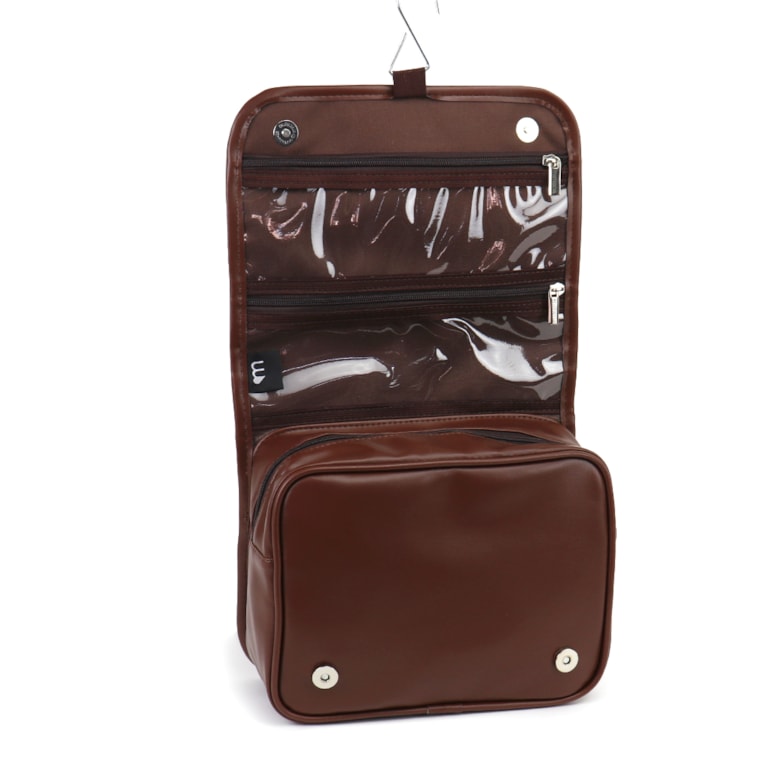 Necessaire de Viagem Ganchinho Marrom Cacau