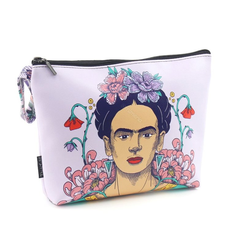 Necessaire de Viagem Grande Estampada Frida Kahlo Flor de Maracujá
