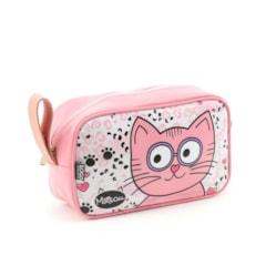 Necessaire Estampada Miau Gato Rosa Média