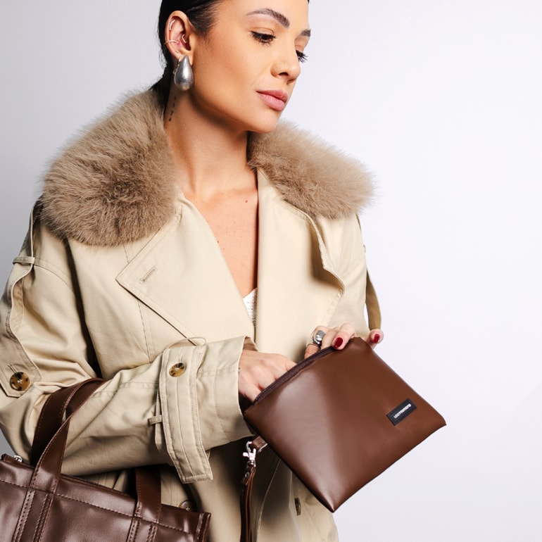 Necessaire Flat Marrom Cacau