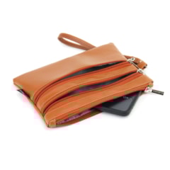 Necessaire Flat Tripla Caramelo